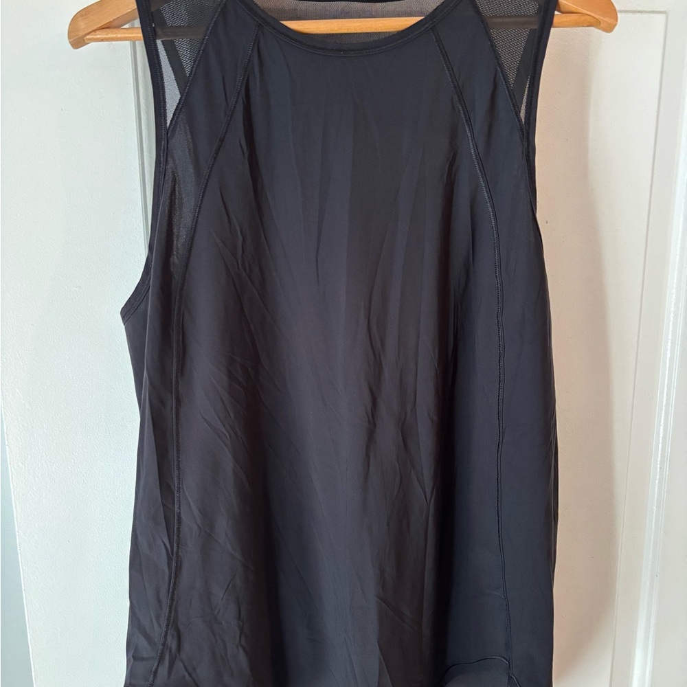 Chic Black Mesh Detail Sleeveless Top